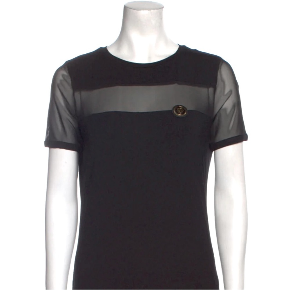 NWT PHILIPP PLEIN SPORT Round Neck Tee in Black, Size Small